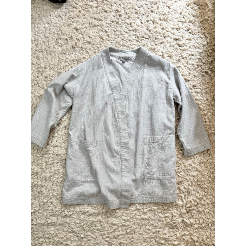Women's COS Grey Cotton Boxy Robe Size L 100% Cotton - Picture 9 of 14